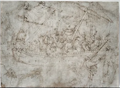 Two Drawings of Ships (verso) — Parri Spinelli