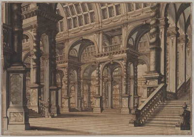 Monumental Vaulted Hall with Staircase — Giuseppe Galli da Bibbiena