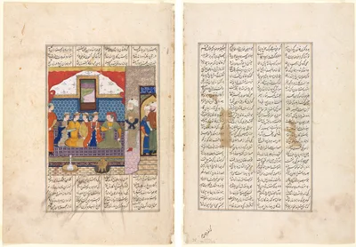 Nushirwan Sends Mihran Sitad to Fetch the Daughter of the King of China (Recto); The Forty-Eighth Year of Nushirwan's Reign. The Combat of the Khaqan of China with the Haithalians (Verso)