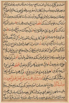 Page from Tales of a Parrot (Tuti-nama): text page