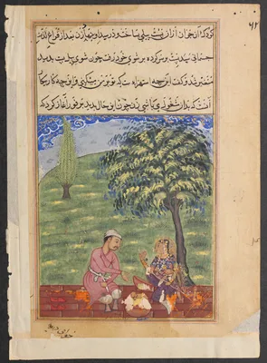 The unfaithful wife explaining away the presence of the dough elephant, from a Tuti-nama (Tales of a Parrot): Eighth Night