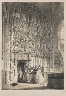 Architecture of the Middle Ages:  Screen in St. Jacques, Dieppe — Joseph Nash