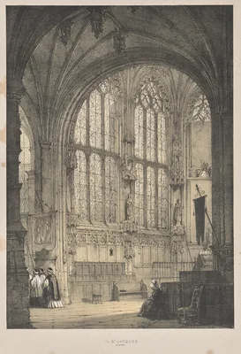 Architecture of the Middle Ages:  In St. Jacques, Dieppe, East End, Interior — Joseph Nash
