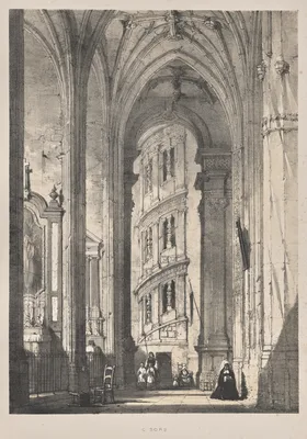Architecture of the Middle Ages:  Church of St. Gisors, Interior — Joseph Nash