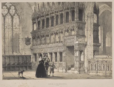 Architecture of the Middle Ages:  Shrine of St. Fridswode, Cathedral, Oxford — Joseph Nash