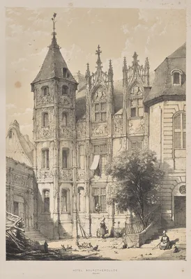 Architecture of the Middle Ages:  Hotel Bourgtheroulde, Rouen — Joseph Nash
