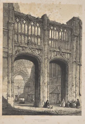 Architecture of the Middle Ages:  Rouen Cathedral, North Entrance — Joseph Nash