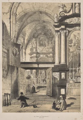 Architecture of the Middle Ages:  In the Cathedral, Bruges — Joseph Nash