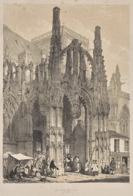 Architecture of the Middle Ages:  Louviers, Normandy, South Porch — Joseph Nash