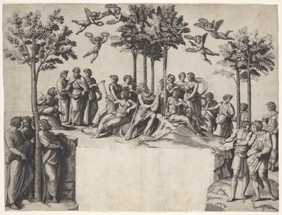 Apollo on Parnassus — Marcantonio Raimondi