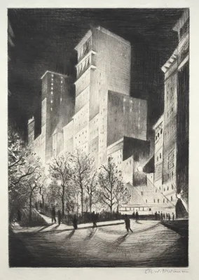 Three AM: A Corner by Madison Avenue (also known as 2 AM New York and Metropolis) — C. R. W. Nevinson