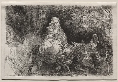 The Flight into Egypt: Crossing a Brook — Rembrandt