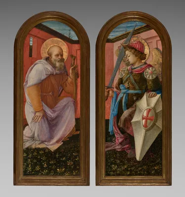 Pair of Panels from a Triptych: The Archangel Michael and St. Anthony Abbot — Filippo Lippi