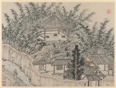Bamboo Pavilion, Tiger Hill, from Twelve Views of Tiger Hill, Suzhou — Shen Zhou