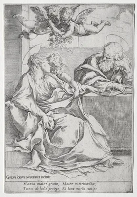 The Holy Family with Two Angels — Guido Reni