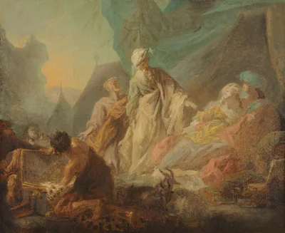 Laban Searching for His Stolen Gods — Augustin Saint-Aubin