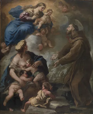 The Virgin and Child Appearing to Saint Francis of Assisi — Luca Giordano