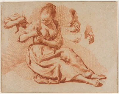 Seated Woman Searching for Fleas — Adriaen van de Velde
