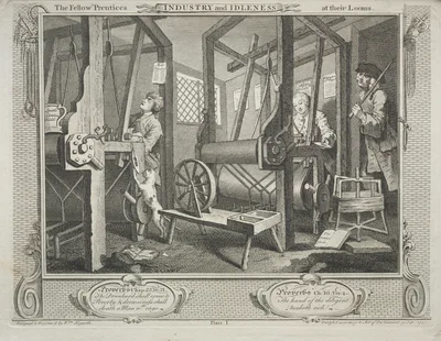 Industry and Idleness: The Fellow Prentices at their Looms — William Hogarth