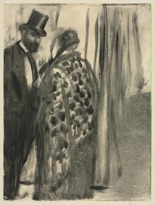 Conversation: Ludovic Halévy and Madame Cardinal (The Conversation) for "La Famille Cardinal" by Ludovic Halévy — Edgar Degas