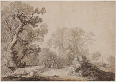 Peasants at the Edge of a Wood — Jacob van Moscher