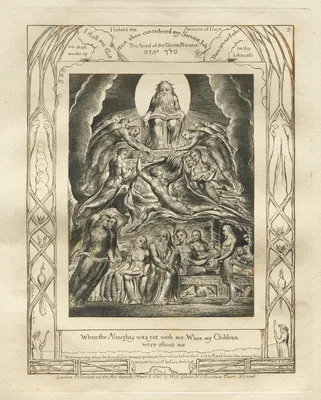 The Book of Job:  Pl. 2, When the Almighty was yet with me, When my Children / were about me — William Blake