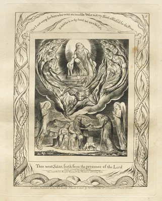 The Book of Job: Pl. 5, Then went Satan forth from the presence of the Lord — William Blake