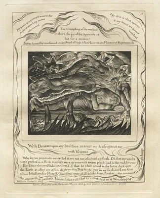 The Book of Job:  Pl. 11, With Dreams upon my bed thou scarest me and affrightest me / with Visions — William Blake