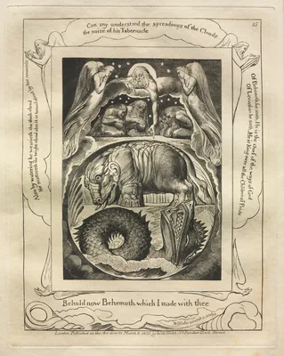 The Book of Job:  Pl. 15, Behold now Behemoth which I made with thee — William Blake
