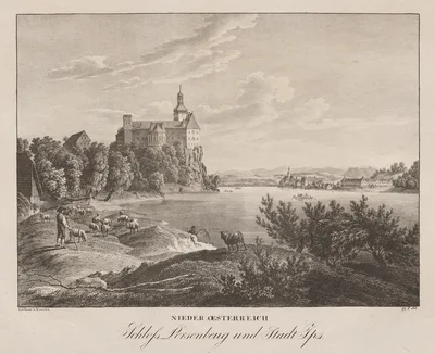 Nieder-oesterreich, Schloss Persenbeug und Stadt Ips — Jakob Alt
