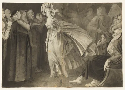 Woman Standing among the Friars (recto) — John Brown