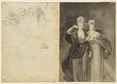 Sketches of Heads (verso, left); Two Women (verso, right) — John Brown