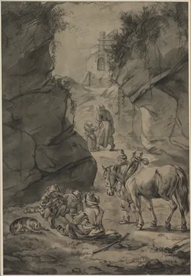 Peasants in a Rocky Landscape — Jan Wouwerman