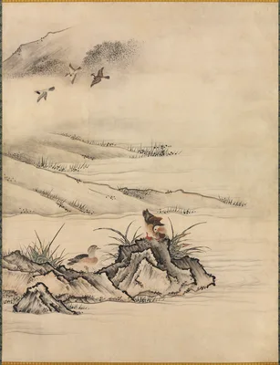 Flowers and Birds in a Spring Landscape — Kanō Motonobu