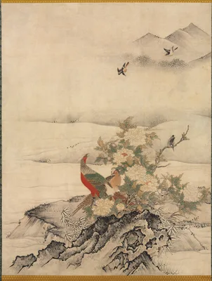 Flowers and Birds in a Spring Landscape — Kanō Motonobu