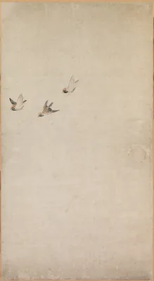 Puppies, Sparrows, and Chrysanthemums — Nagasawa Rosetsu