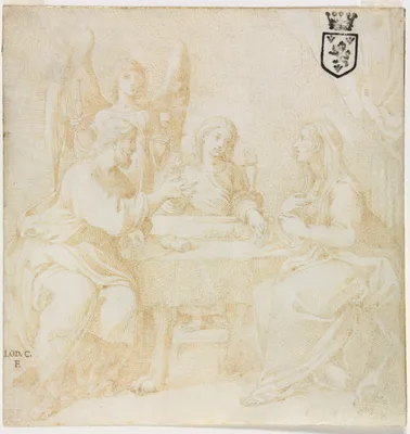 The Holy Family at Table Served by an Angel — Ludovico Carracci