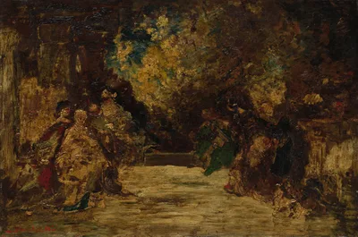 Figures on a Terrace — Adolphe Joseph Thomas Monticelli