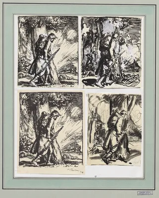 Fantassin à l'abri d'un arbre — Auguste-Louis Lepère