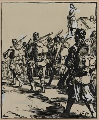 Bataille des frontières: groupe des soldats britanniques — Auguste-Louis Lepère