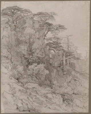 Trees of a Rocky Hillside — Gustave Achille Guillaumet