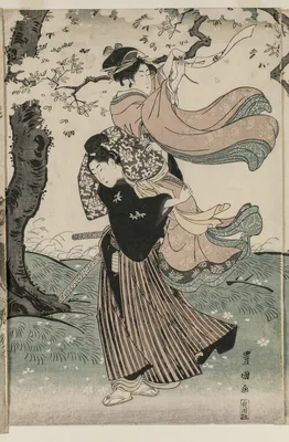 Cherry Blossoms in the Wind — Utagawa Toyokuni I
