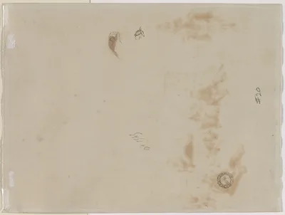 Sketch of a Man with Upraised Arm and Sketch of a Helmet (verso) — Édouard Detaille
