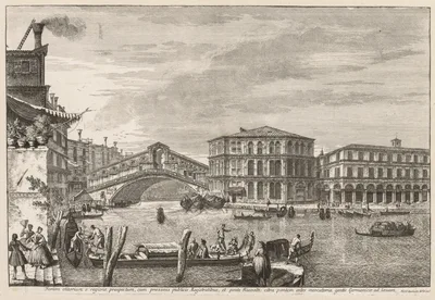 Views of Venice:  The Bridge and Market of Rialto — Michele Marieschi