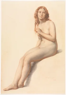 Female Nude, Seated, Three Quarter View from Front — William Mulready