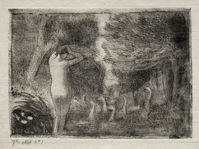 Bather and Geese — Camille Pissarro