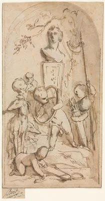 Bust of Diana with Putti and Hunting Attributes — Jacob de Wit