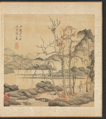 Paintings after Ancient Masters: Daoist and Crane in Autumn Landscape — Chen Hongshou