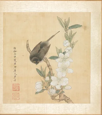 Paintings after Ancient Masters: A Bird and Peach-Blossom Branch — Chen Hongshou