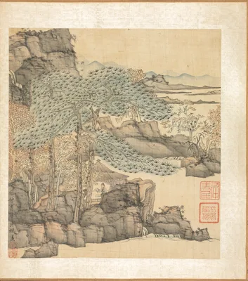 Paintings after Ancient Masters: Scholar Reading in a Thatched Hut by a Waterfall — Chen Hongshou